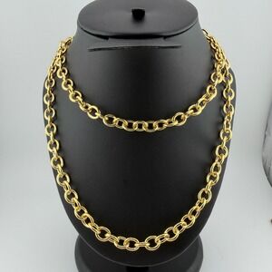 Bronzo Italia Rolo Link Chain Necklace 33in Gold Tone Bronze Bold Italian